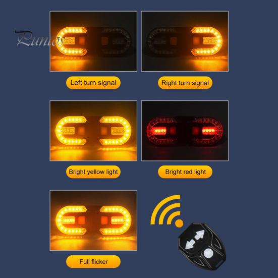 Bike Tail Light with Turn Signals Remote Control Split Bicycle Rear Light USB Rechargeable Road Mountain Bike Night Riding Safety Warning Lamp