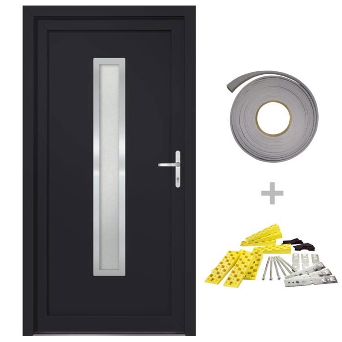 VidaXL Porte d'entrée anthracite 88x200 cm PVC, porte, porte en PVC,, porte d'entrée, porte d'entrée en PVC 3187903