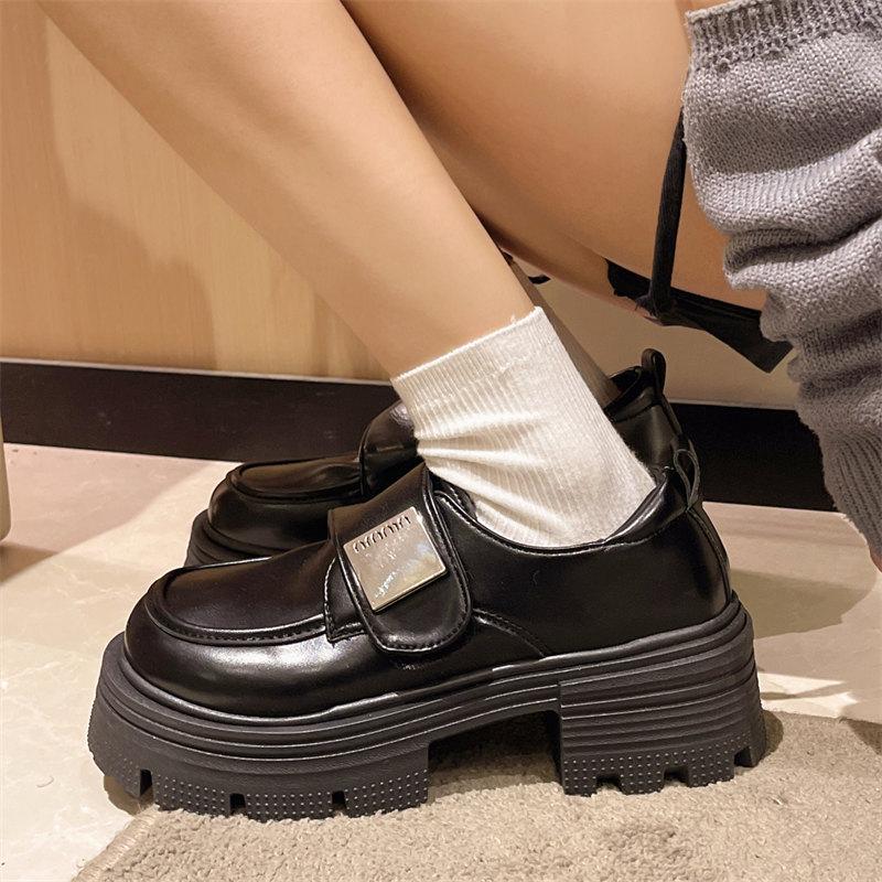 Fashion Black Chunky Platform Loafers Women 2024 Autumn Thick High Heel Pumps Woman Patent Leather Mary Jane Shoes College Oxford Shoes
