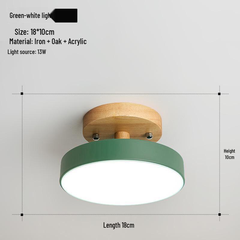 Modern Minimalist Macaron Ceiling Light for Corridors, Entrances, and Balconies with Solid Wood Design