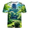 2024 Summer New 3D Printed Short Sleeved Personalized Creative Trend Bamboo Forest Series Men's and Women's Round Neck T-shirt