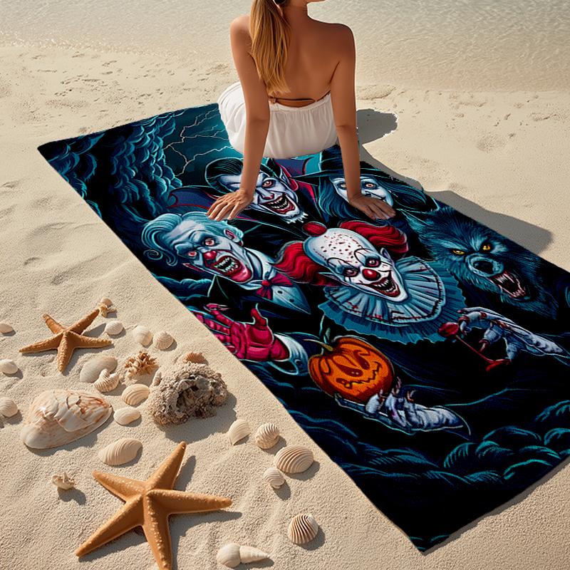 Ultra-Soft Beach Towel with Halloween horror Theme,Ideal for Pool - Camping, Diving - Perfect Travel Essential, Vibrant Beach Towel.