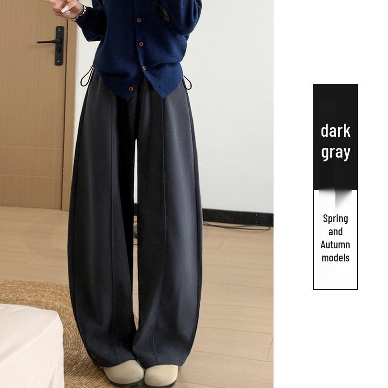 

2025 New Velvet-Lined Maternity Corduroy Wide-Leg Pants - Coffee Color, Autumn/Winter, Loose Fit with Slimming Balloon Design M