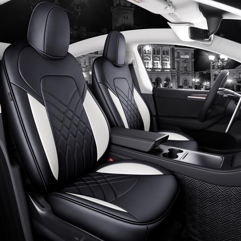Universal Leather Seat Cushion for Tesla Model Y - All-Season, 5-Seater Fit