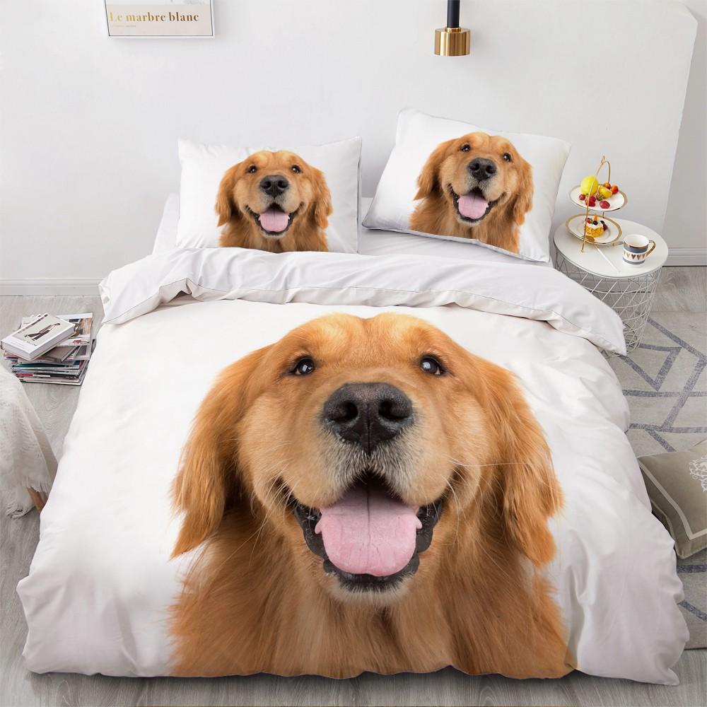 Seturi de lenjerie de pat 3D Animale de companie Câine Drăguț Set Husă Plapumă/Pilotă Față de Pernă King Queen Câini Dalmațieni Plapumă Lenjerie de pat Dropshipping