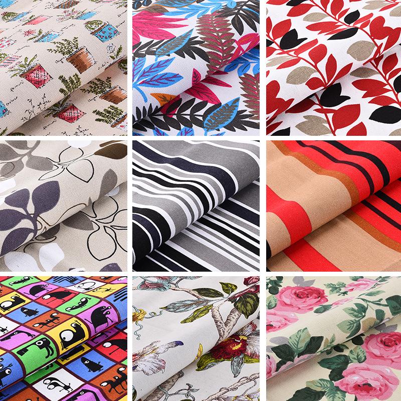 Canvas Floral Cotton Fabric for Sofa, Tablecloth, Stripe Curtains, Pillows & Remnants Clearance