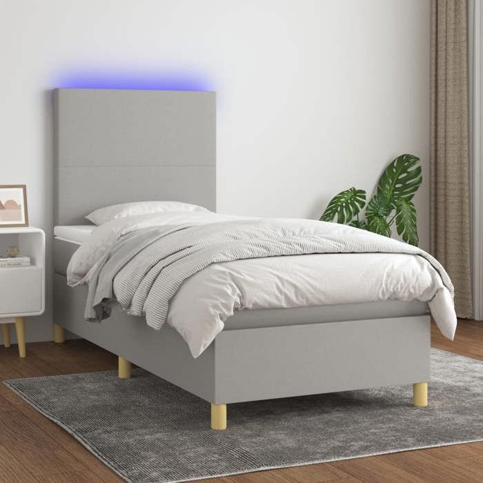 VidaXL Sommier à Lattes de Lit avec Matelas et LED, Lit Rembourré, Lit Simple, Lit Adulte de Chambre à Coucher Intérieur, 3135229