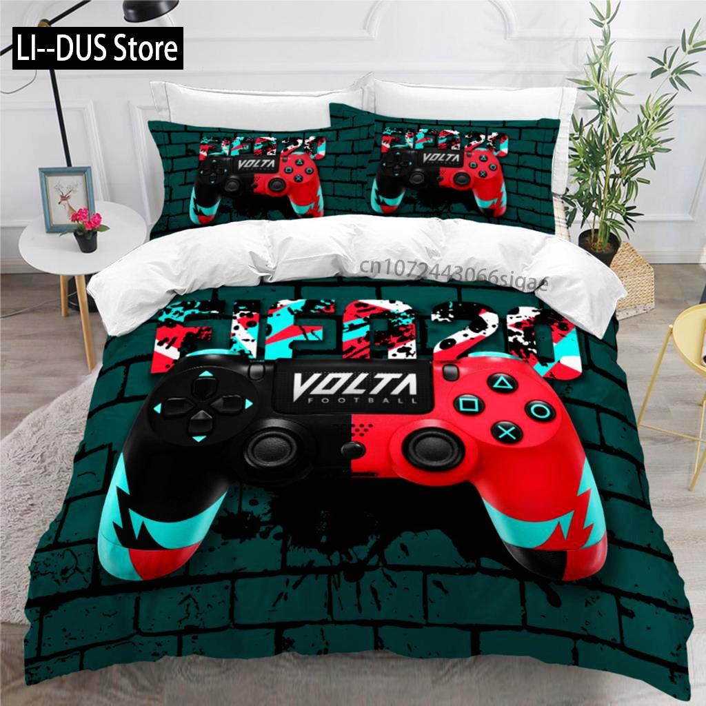 Spelarduvetäcke Set För Pojkar Spelbäddset För Tonåringar Videospel Täckesöverdrag Playstation King Size 2/3 delar Påslakan