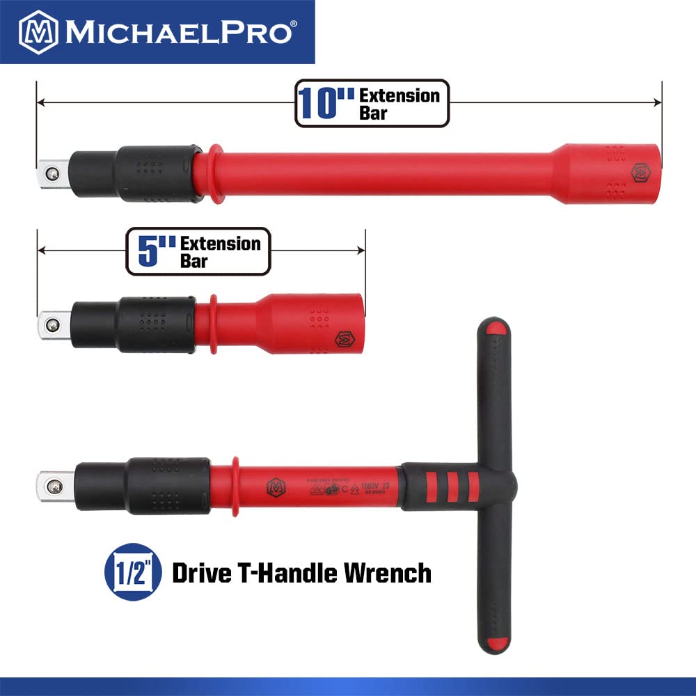 MichaelPro MP005048 20 Piece Drive VDE Insulated Socket Set 1/2"
