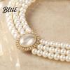 Necklace 2Pcs/Set Women Jewelry Gift Three-Layer Imitation Pearl Choker Prong