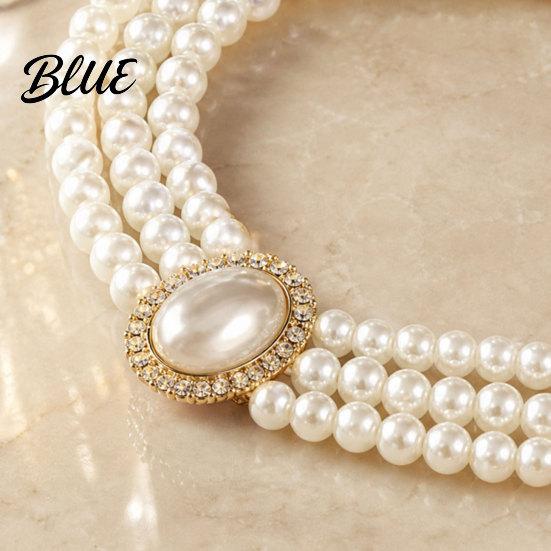 Necklace 2Pcs/Set Women Jewelry Gift Three-Layer Imitation Pearl Choker Prong