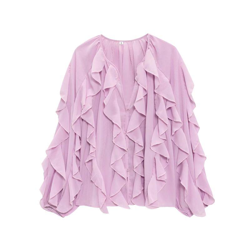 Kaslead New Arrival Women's Fashion Style Fashion Minimalist Laminated Decoration Shirt 4786063