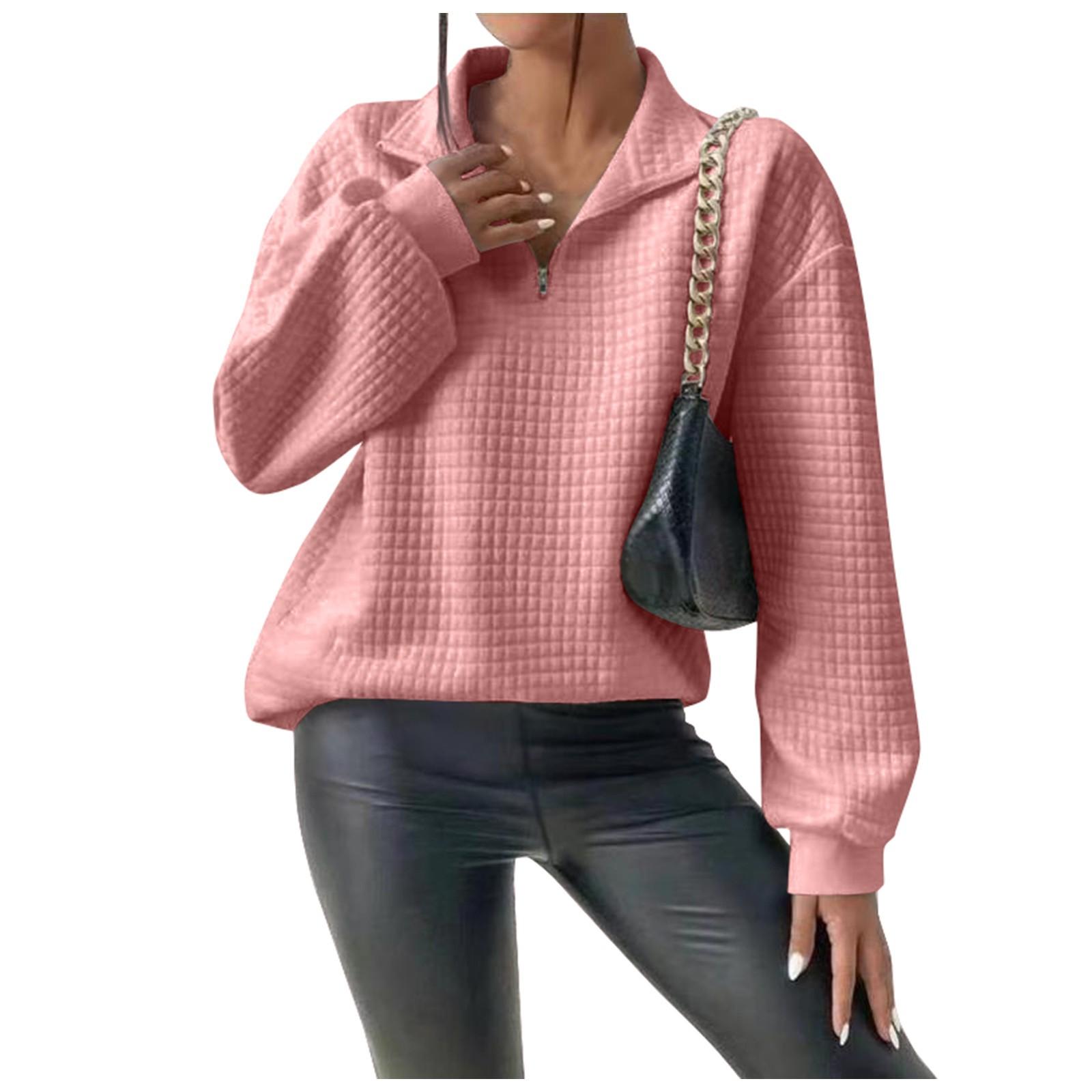 

Женская модная повседневная толстовка с воротником-стойкой и застежкой-молнией с длинным рукавом XL розовый