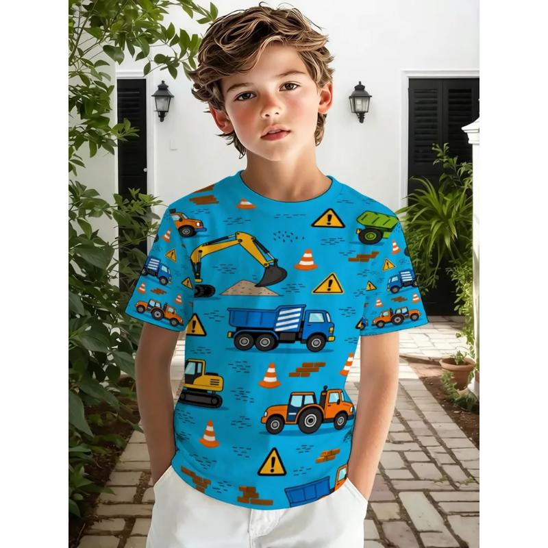 Fashion Children s Clothing Crew Neck Short Sleeve 3D Casual Color Printing Casual Short Sleeve Crew Neck T-Shirt 110