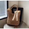Seaside beach bag women's spring new fashionable large-capacity shoulder bucket bag casual woven bag