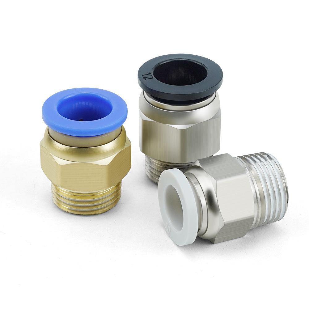 PC8-02 Nickel-Plated Pneumatic Quick Connector for Soft Copper Air Hose