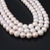 1String, White Round Pearl 10-11mm, Fashion Women Natural Freshwater Pearl Beads for Jewelry Making DIY Crafts, Luxury Bulk Gifts 36cm