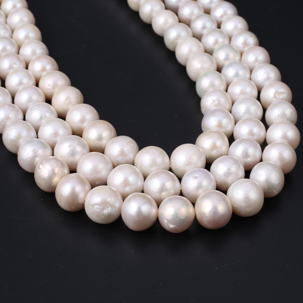 1String, White Round Pearl 10-11mm, Fashion Women Natural Freshwater Pearl Beads for Jewelry Making DIY Crafts, Luxury Bulk Gifts 36cm