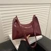 Underarm Handbag - Stylish Shiny Leather Shoulder Bag with A Round Shape