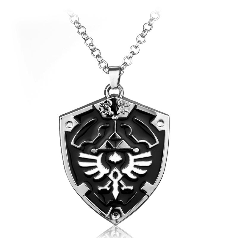 The Legend of Zelda Breath of the Wild Sheikah Eye Triforce Master Sword Hylian Shield Pendant Necklace for Men