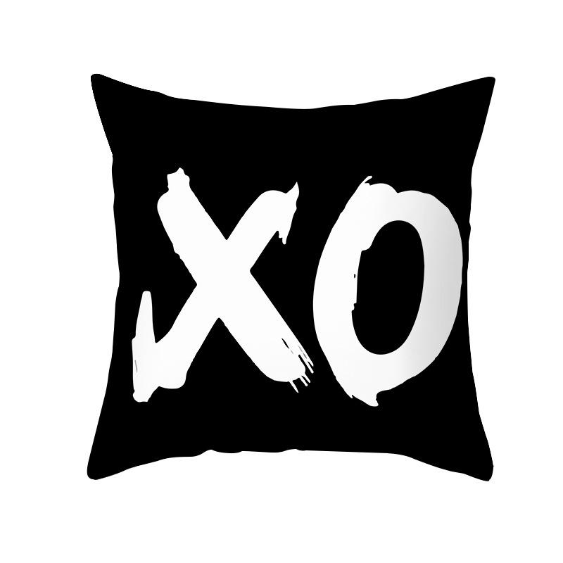 Neuer Kissenbezug Pfirsichhaut Schwarz-Weiß-Buchstabendruck Sofakissenbezug Büro-Kissenbezug