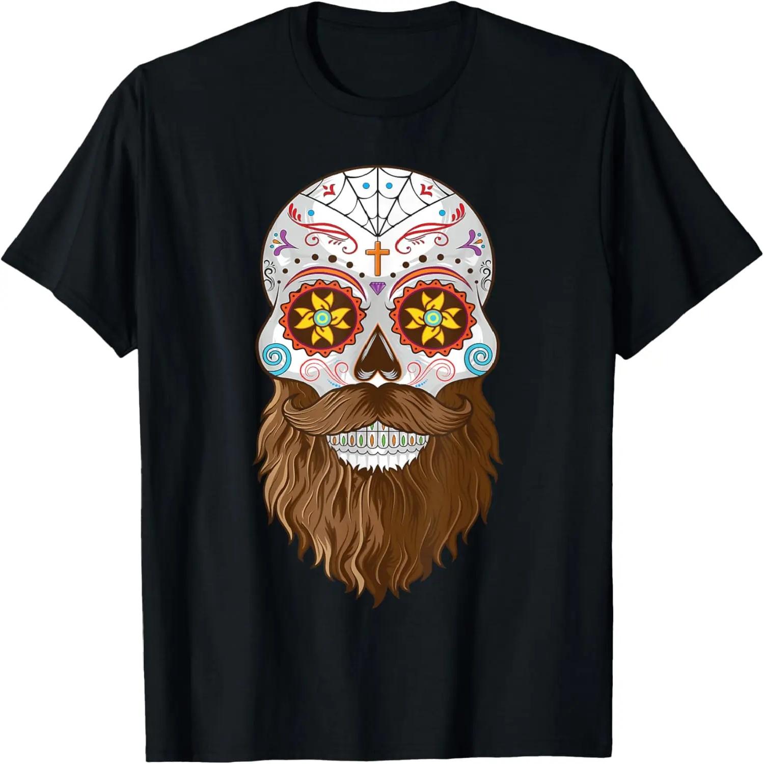 

Bearded Sugar Skull Shirt Men Dia de los Muertos T-Shirt XXXXXL чорний