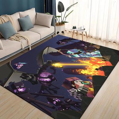 3D S-Sandbox Spiel Cartoon Teppich Groß, Teppich für Wohnzimmer Schlafzimmer Sofa Fußmatte Dekoration, Kinder Spiel Rutschfeste Bodenmatte