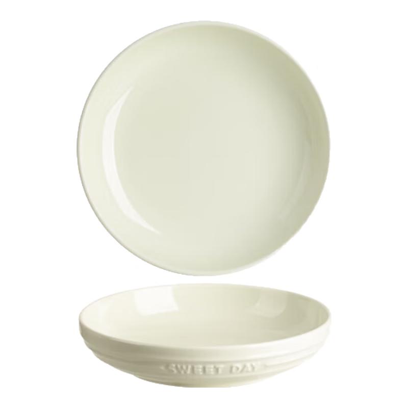Elegant Underglaze Ceramic Deep Dinner Plate