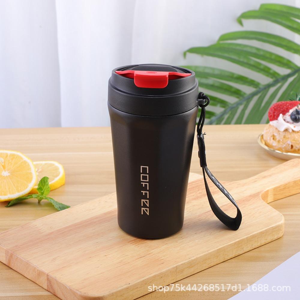 Praktischer tragbarer Thermobecher, niedliches Aktivitätsgeschenk, Wasserbecher, Becher mit Trageschlaufe, Kaffeetasse aus Edelstahl