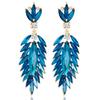 Elegant Feather Drop Earrings With Crystal Waterfall For Formal Events Women