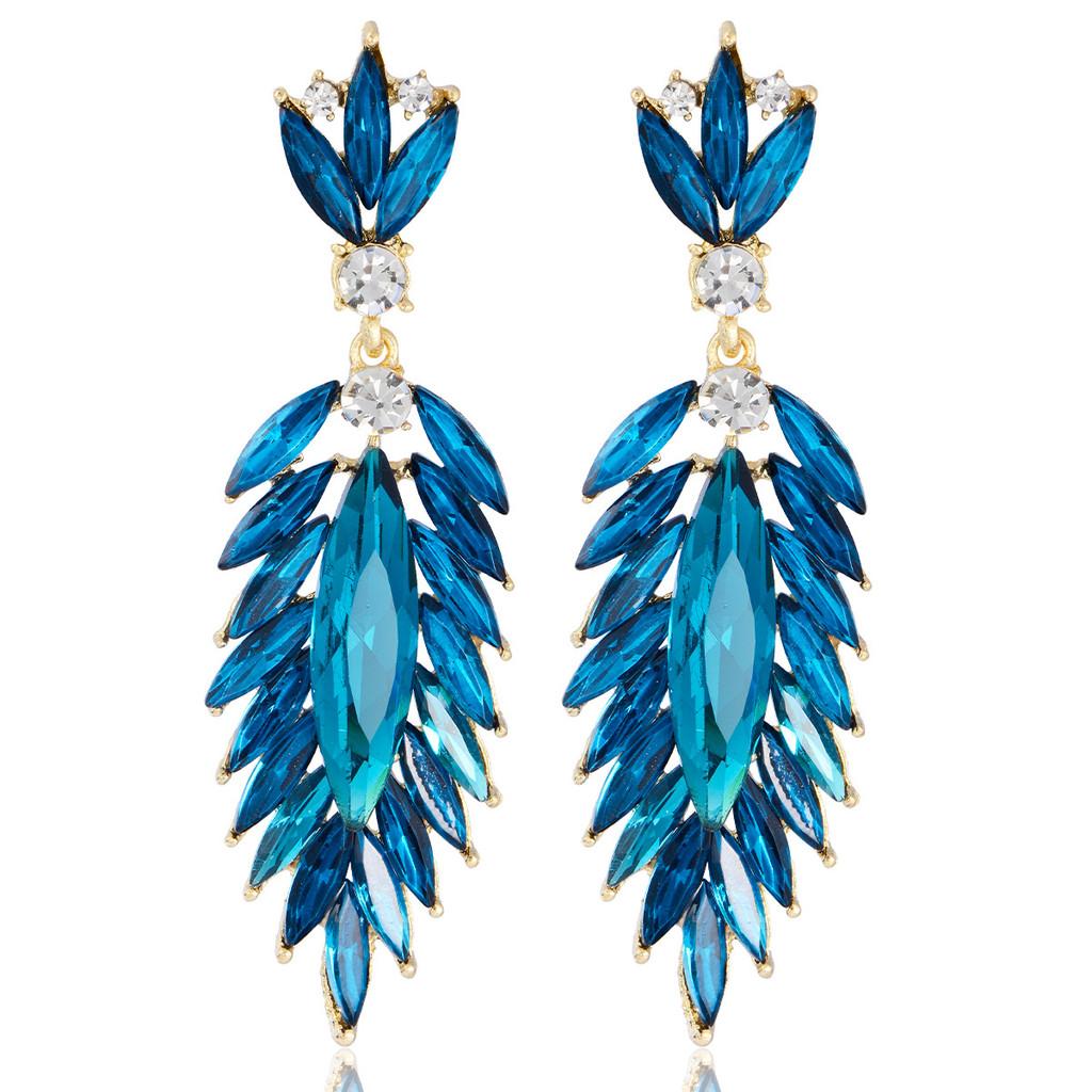 Elegant Feather Drop Earrings With Crystal Waterfall For Formal Events Women