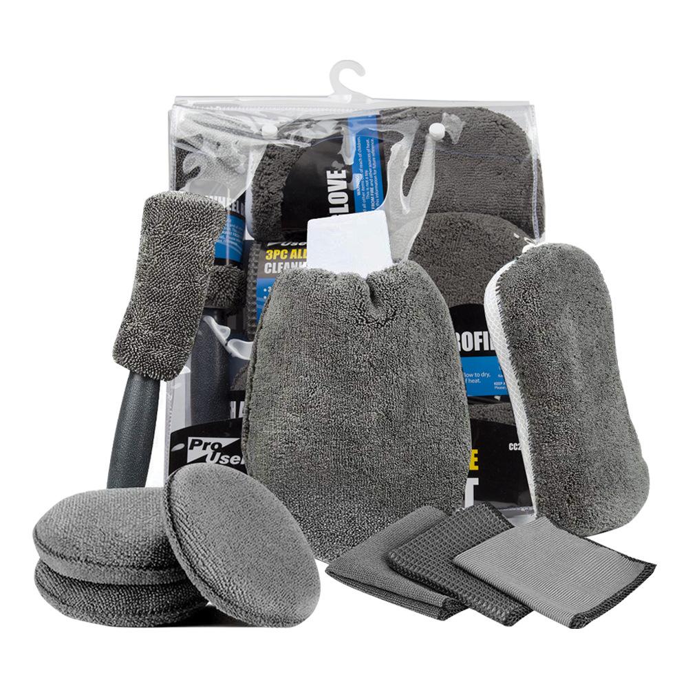 9pcs Car Cleaning Kit Microfiber Detailing Tools Set Interior Exterior Auto Wash Care Accessories