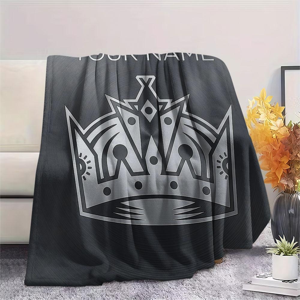 Custom Name,Los Angeles Kings Printed Flannel Blanket, Soft Throw for Bedroom Sofa, Washable, Christmas Present, Great Gift.