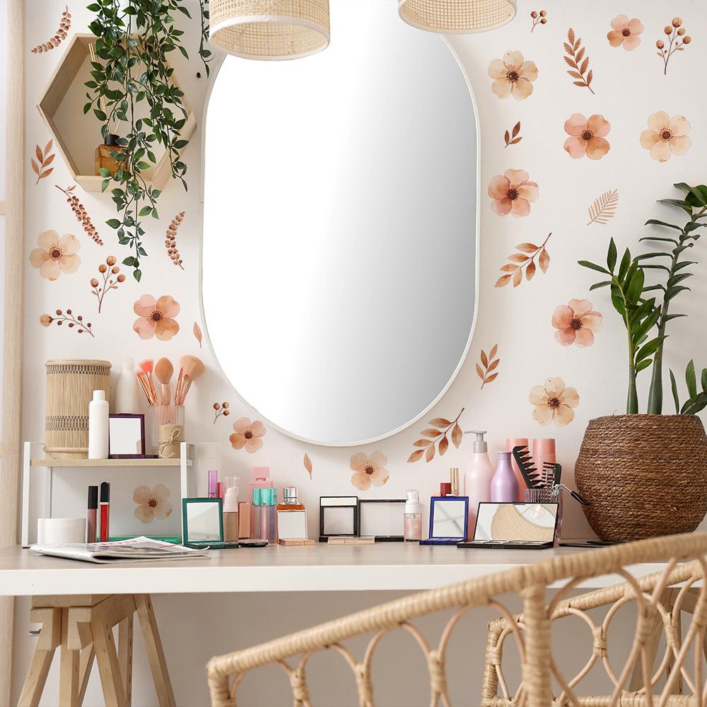 Watercolor Plant Floral Leaves for Living Room Entrance Wall Decoration Background Beautification Wall Sticker