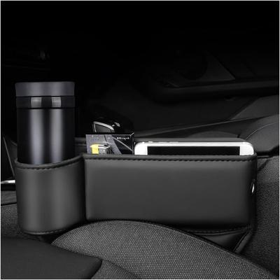Car Seat Gap Fill Organizing Box,Leather Multifunctional Seat Gap Storage Box,With Cup holder,Automatic Seat Console Side Storage Bag,Cell Phone
