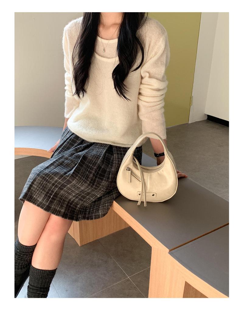 Spring Summer Crescent PU Leather Bag - Korean Style Versatile Tote for Women