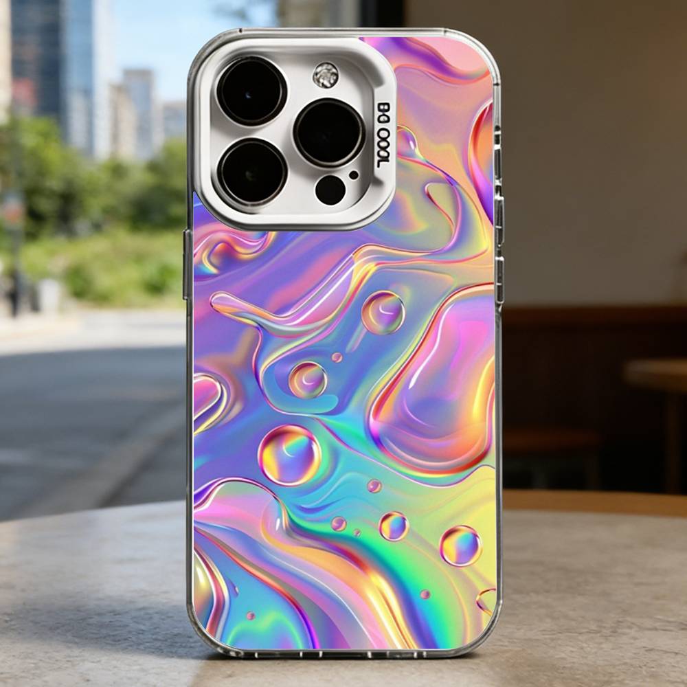 Holographic Bubble Y2K Style  Hard Phone Case for IPhone 16 15 14 13 12 11 Pro Max Plus16E X XR XS Max shockproof Full Cover