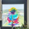 Static Cling Window Stickers Creative Doodle Coconut Tree for Kids Room Bedroom Kitchen Bathroom Glass Decor