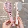 2 Stuks Intrekbare Zelfreinigende Haarborstel, Ontklitter Borstel met Ergonomisch Handvat, Antistatische Hoofdhuid Massage Borstel voor Mannen Vrouwen