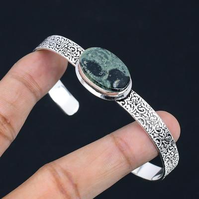 Oval Natural Kambaba Jasper Anniversary Engagement New Bangle Jewelry 925 Silver