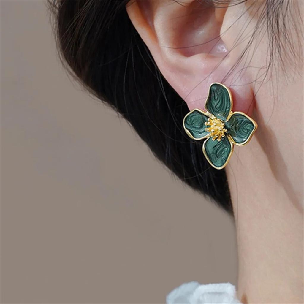 1 Pair Flower Stud Earrings For Women Girl French Vintage Fashion Wedding Romantic Ear Jewelry Gifts