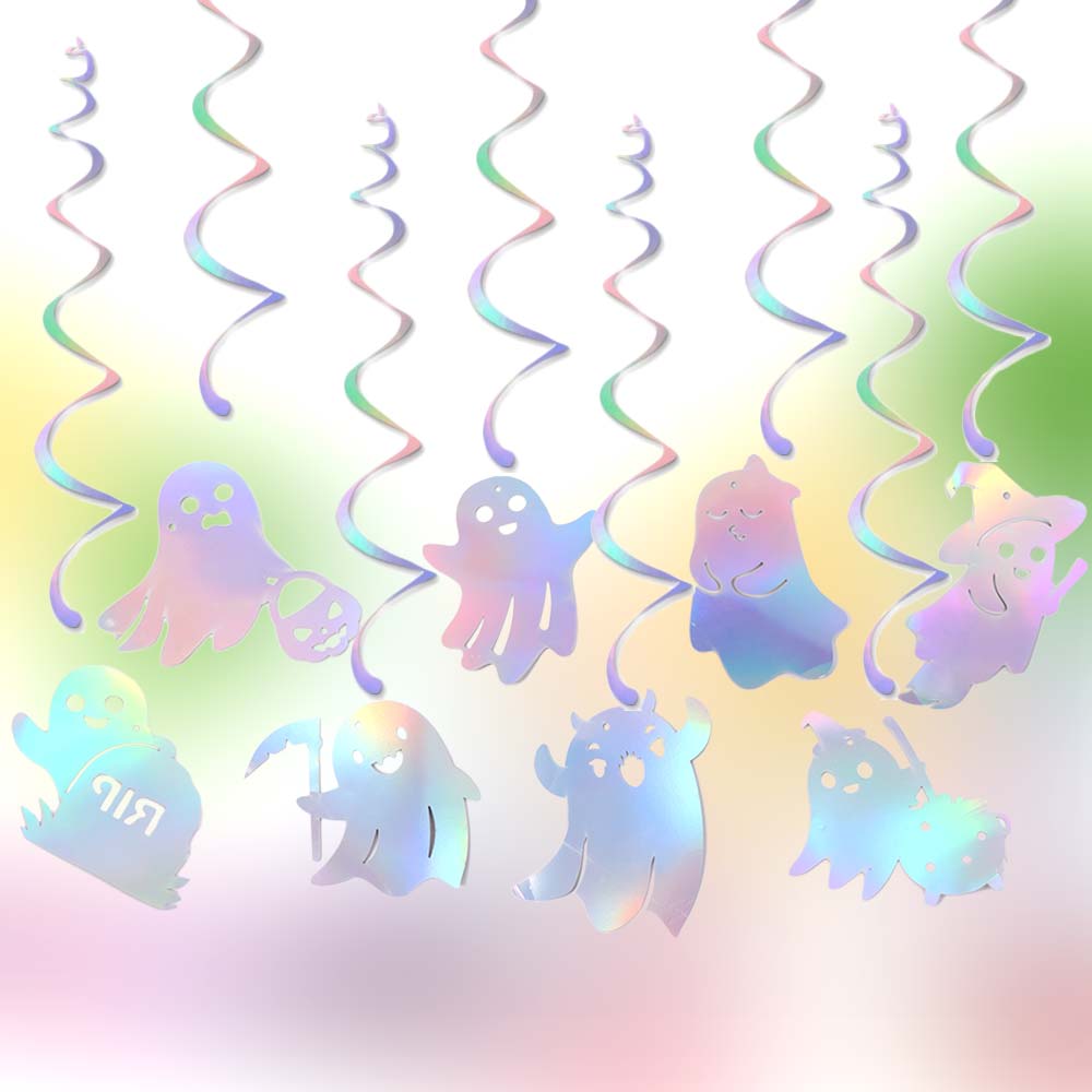 Colorful Halloween Ceiling Ghost Swirl Spooky Spiral Banner Ghost Hanging Garland  Home Festival