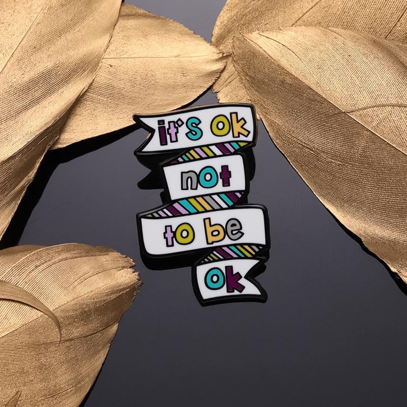 Creative Cartoon Letter Enamel Brooch Personalized Cute Simple English Design Metal Badge