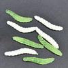MNFT 40PCS 3.8cm 0.6g Bass Fishing Worms Lures Green/White Silicone Soft Maggot Baits Bread Worm Fishing Lure