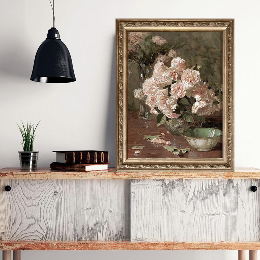 Retro Painting French Flora Vintage Poster and Prints Victorian Still Life Flower Rose Canvas Painting Decoraiton Living Room