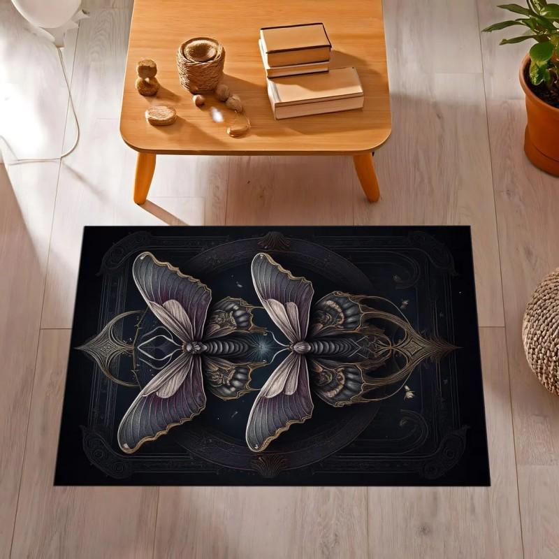 Luna Moth Rug Mystic Butterfly Rug Moonlit Floral Decor Carpet Living Room Rug Floral Home Garden Rug Gothic Floral Decor