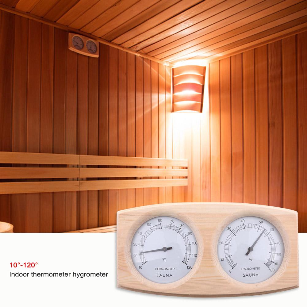 2 in 1 Wooden Sauna Hygrothermograph Sauna Thermometer Household Temperature Humidity Meter for Family for Hotel Sauna Room