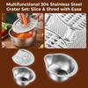 304 Stainless Steel Multipurpose Vegetable Slicer Grater Potato Wave Cutter Washing Rice Bowl Strainer Basket for Kitchen Use