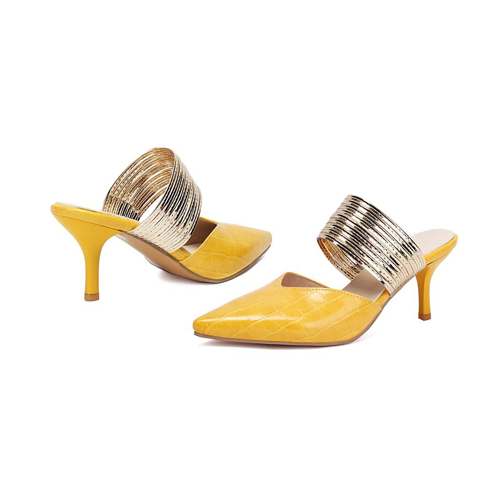 

Бежевые желтые женские мюли на высоком каблуке большого размера 46 39 жёлтый