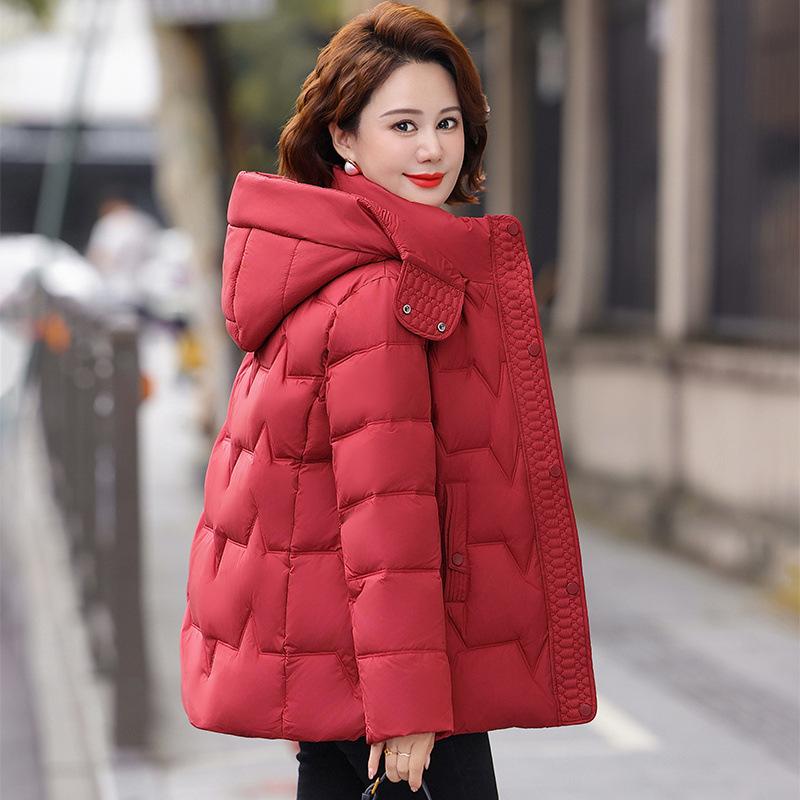 Middle-aged and Elderly Mothers Wear Down Jackets for Women's Short Hooded Warm Jackets for Women's Winter New Large-size Thickened Grandma Clothes